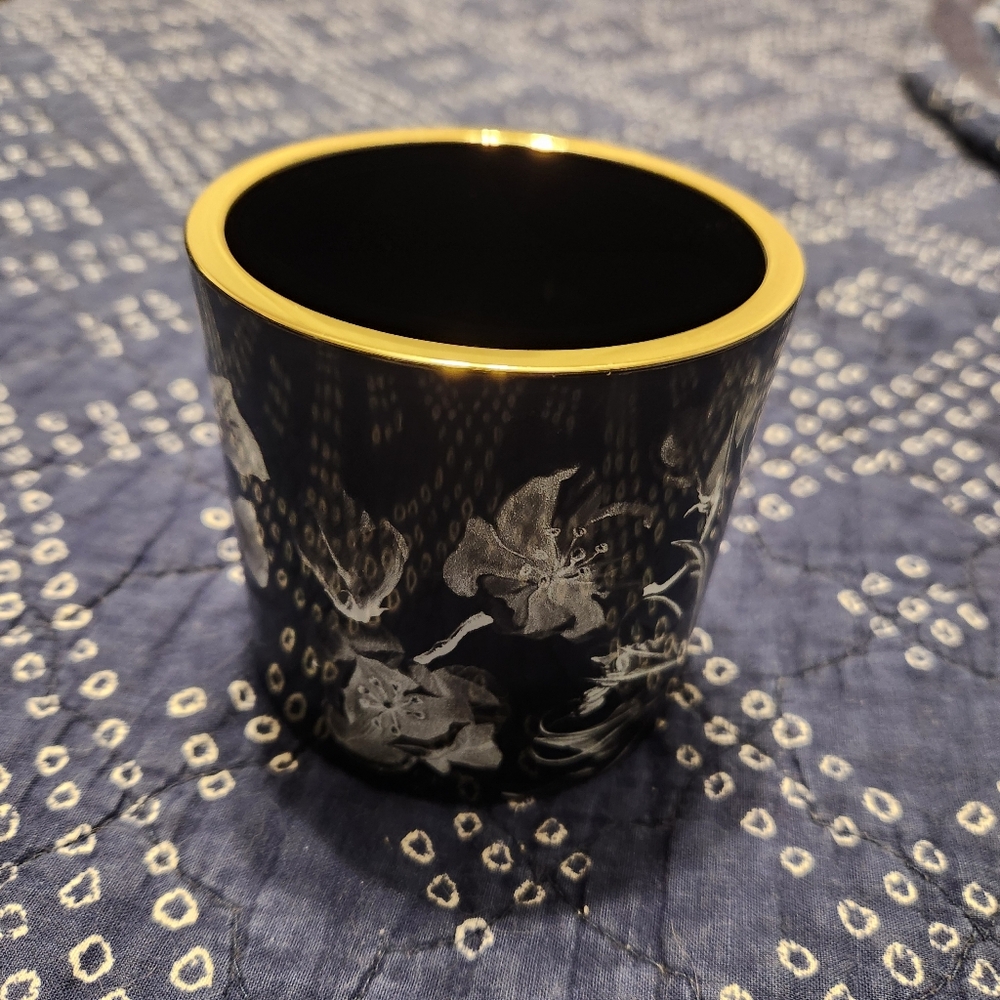 Sonia Kashuk For Target Makeup Brush Holder Cup Black Gold White Floral Plastic